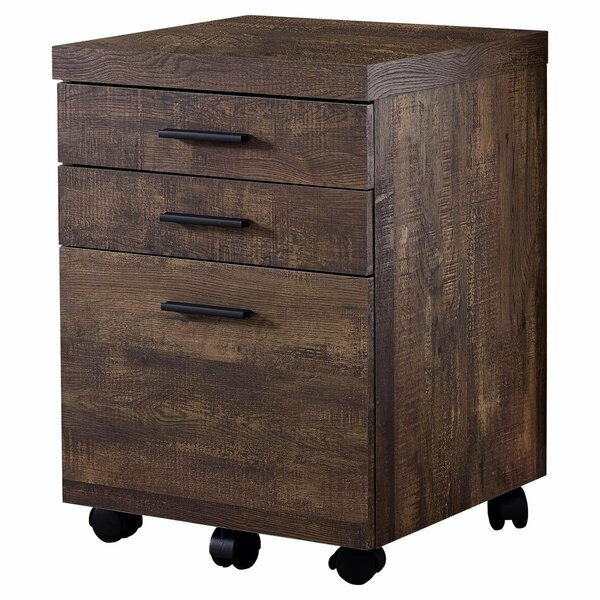 Daphnes Dinnette 3 Drawer Brown Reclaimed Wood Filing Cabinet on Castors DA3067074